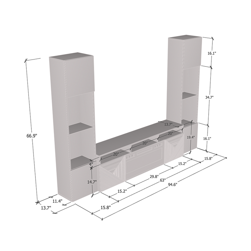 Giza WH-EF Floating Fireplace Entertainment Center - Meble Furniture