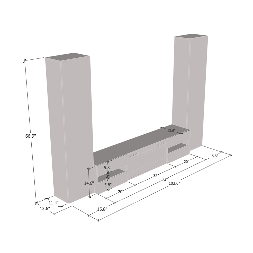 Metro WH-EF Floating Fireplace Entertainment Center - Meble Furniture