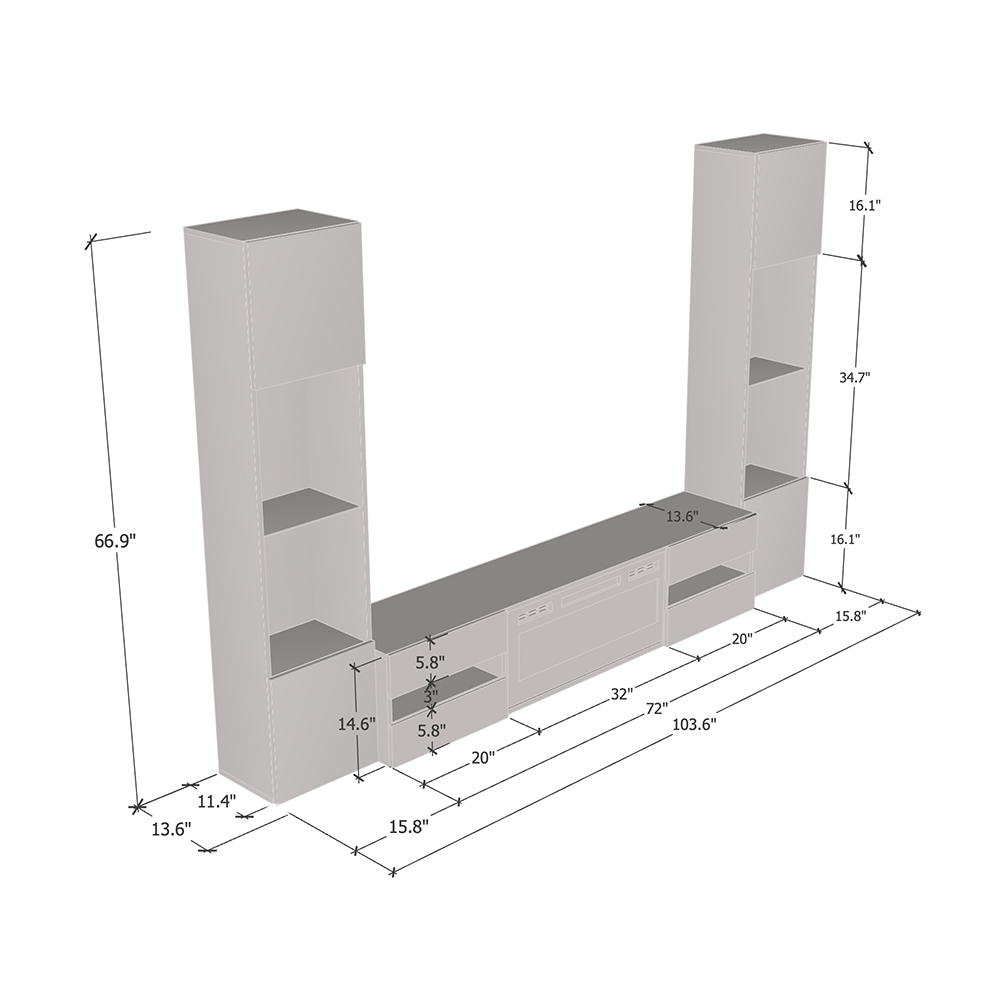 Metro WH-EF Floating Fireplace Entertainment Center - Meble Furniture