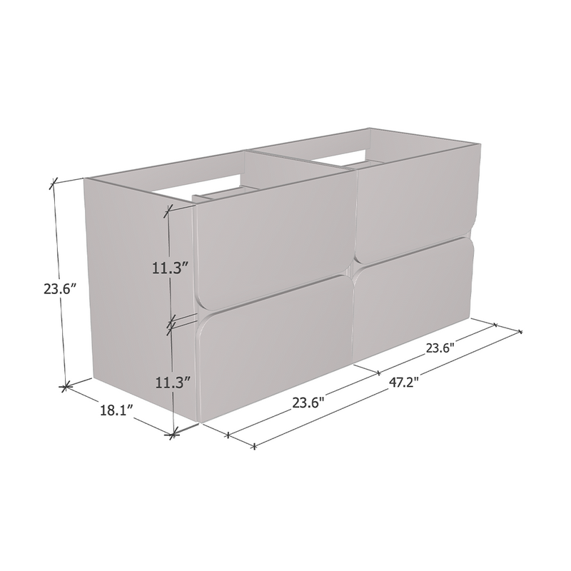 Azurro 4S 120 Double Sink Floating Bathroom Vanity - Meble Furniture