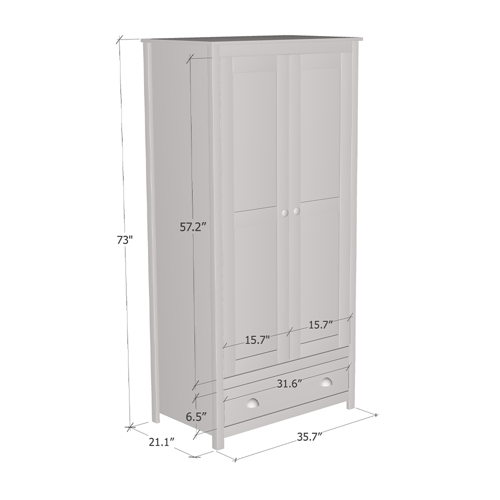 Topazio 2D1S Solid Wood Wardrobe