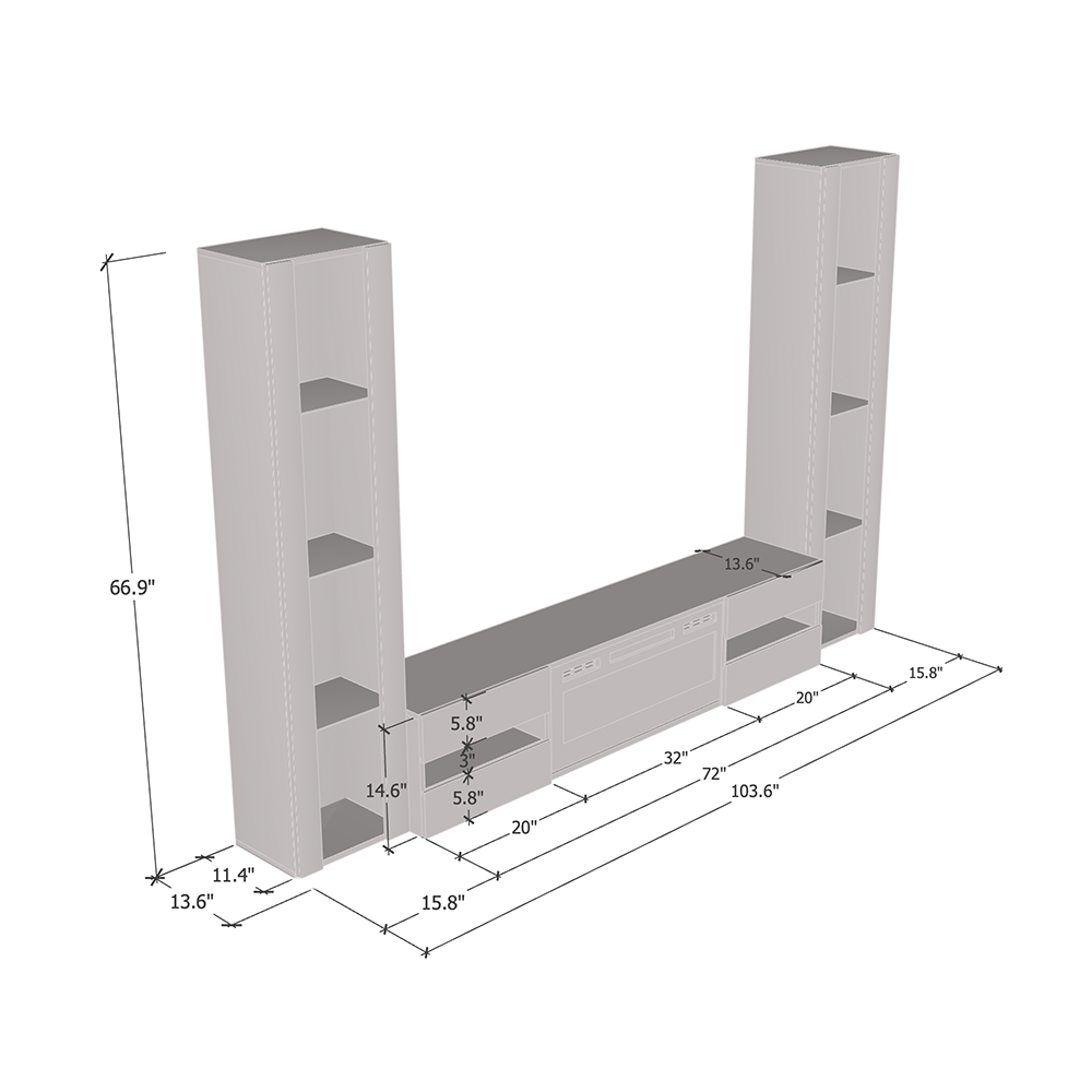 Metro WH-EF Floating Fireplace Entertainment Center - Meble Furniture