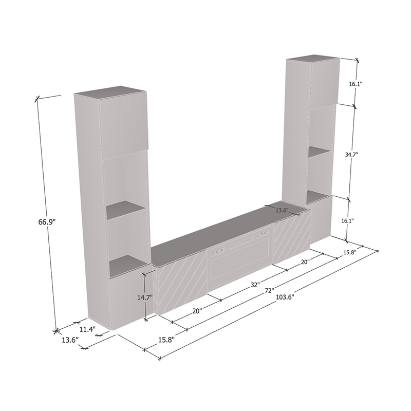 Luxe WH-EF Floating Fireplace Entertainment Center - Meble Furniture