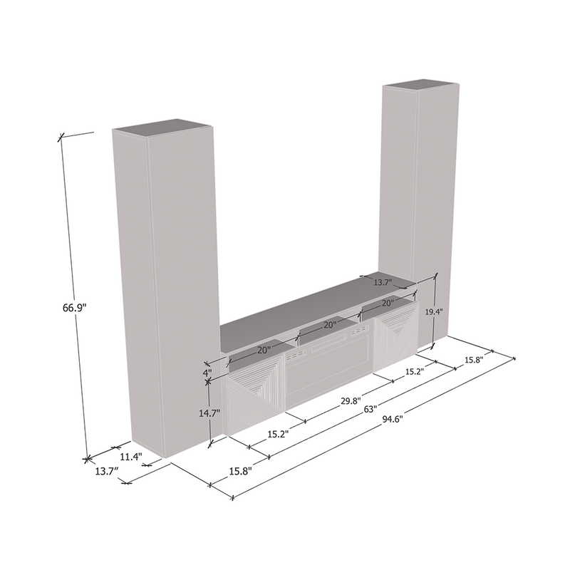 Giza BL-EF Floating Fireplace Entertainment Center - Meble Furniture