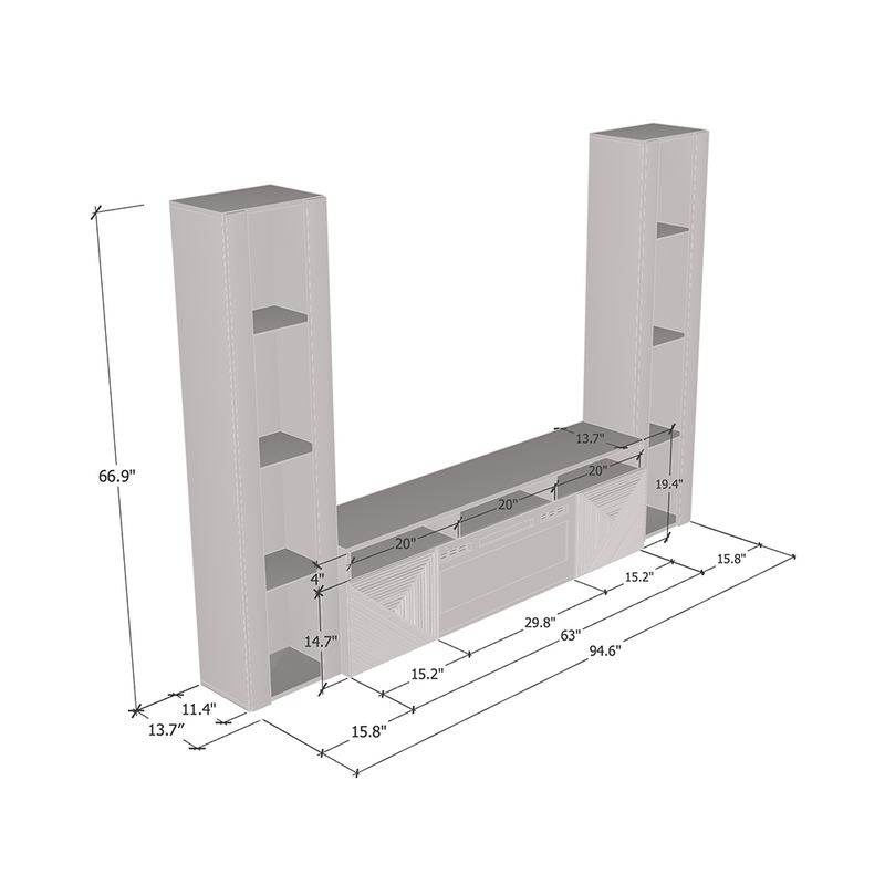 Giza WH-EF Floating Fireplace Entertainment Center - Meble Furniture