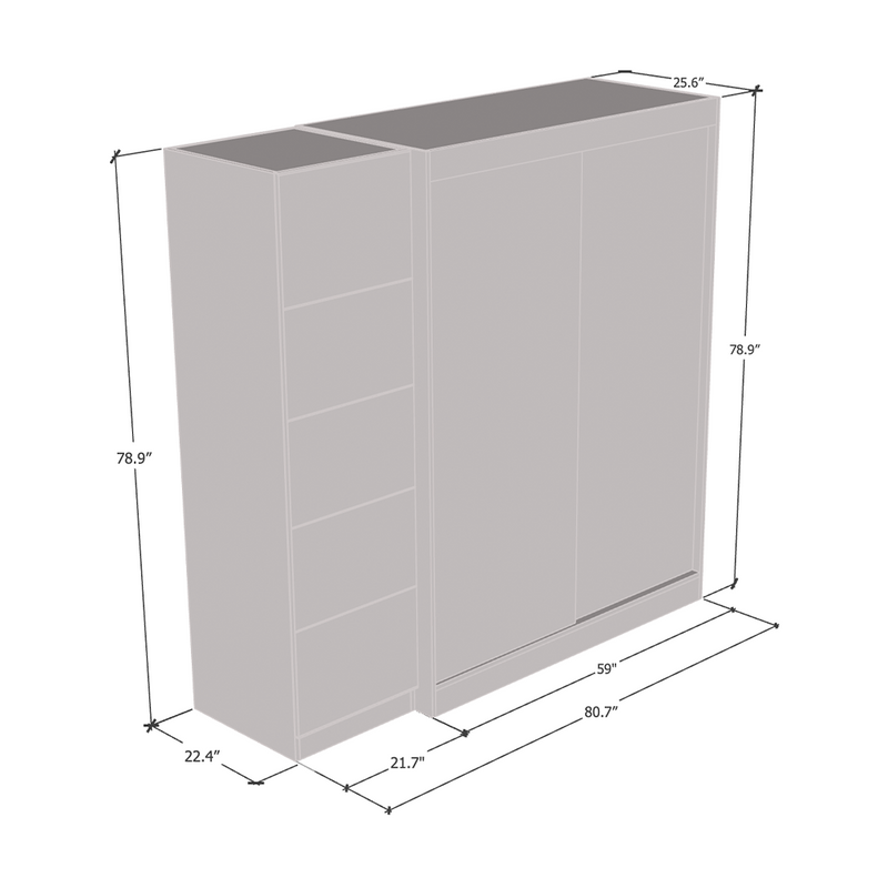 Aria 2D-EX Wardrobe with 1 Mirror - Meble Furniture