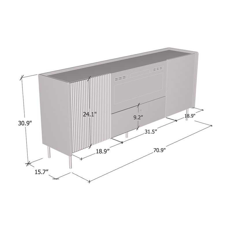 Brandy 180 WH-EF Fireplace Sideboard - Meble Furniture