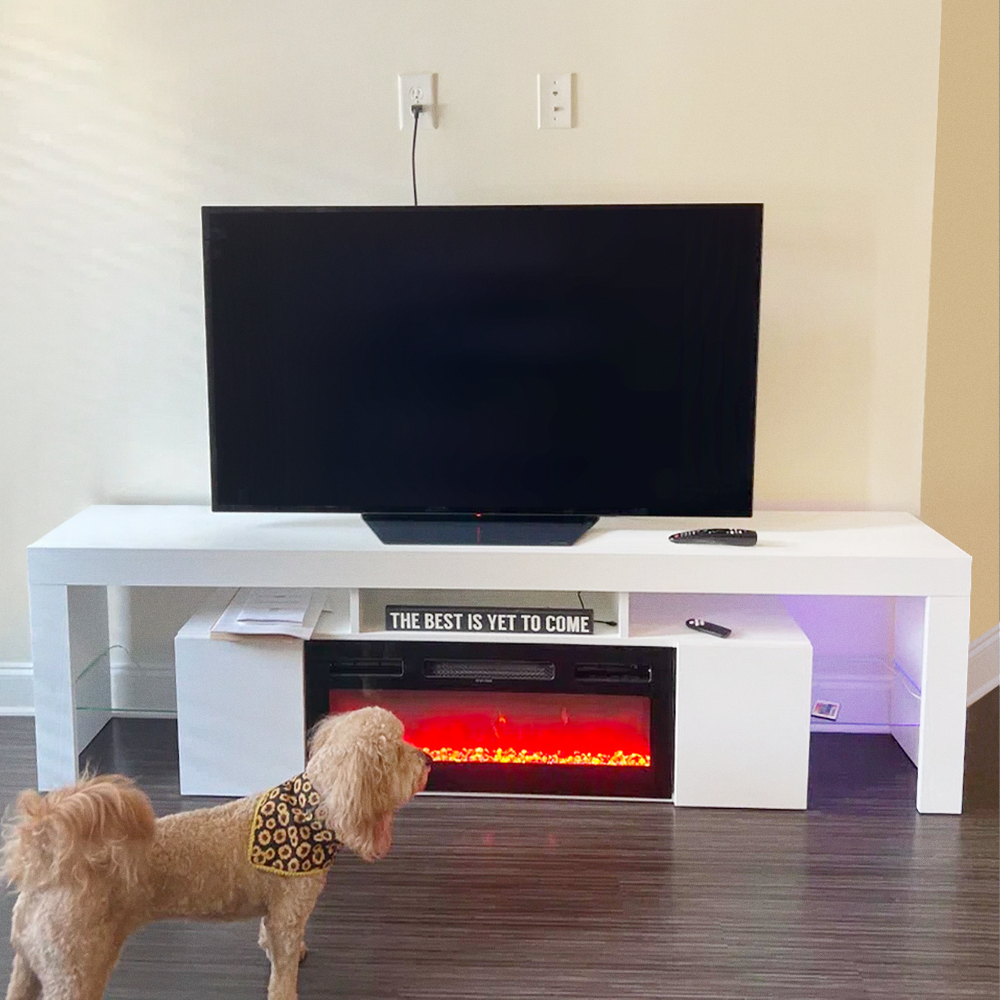 Vitiello tv stand clearance with fireplace
