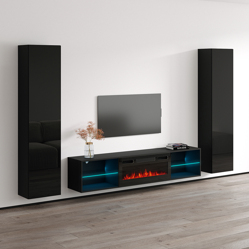 Lima BL-EF Floating Fireplace Entertainment Center - Meble Furniture