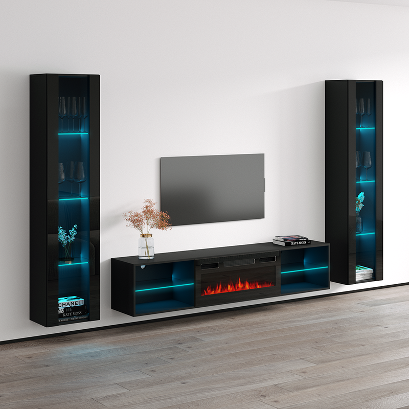 Lima BL-EF Floating Fireplace Entertainment Center - Meble Furniture