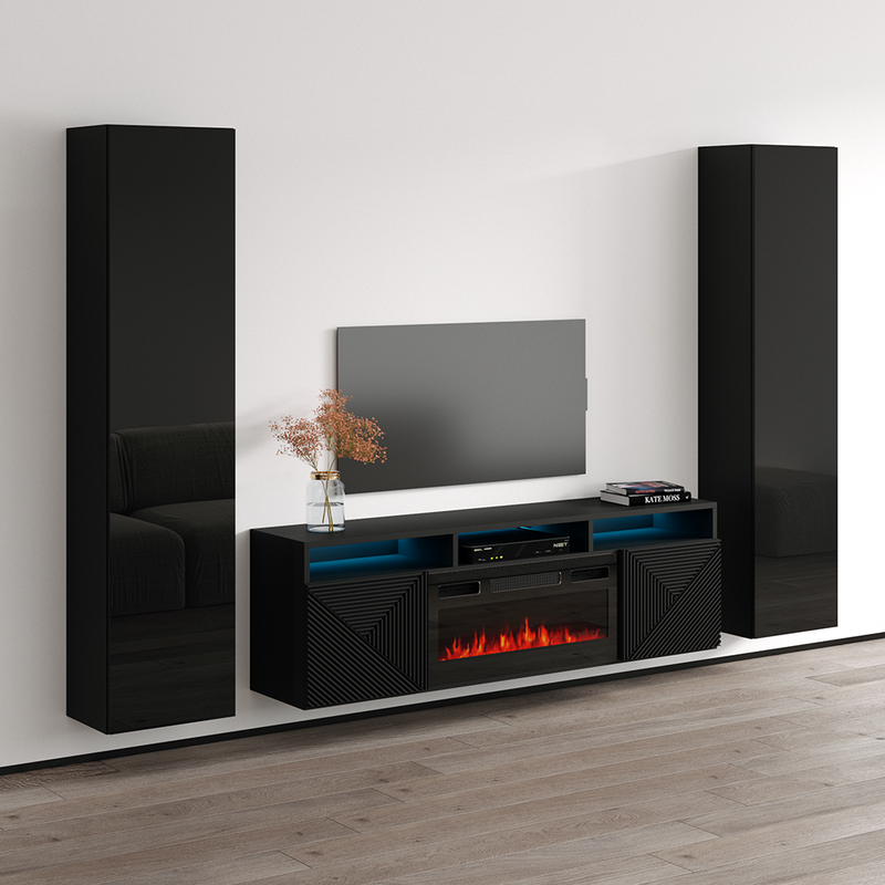 Giza BL-EF Floating Fireplace Entertainment Center - Meble Furniture