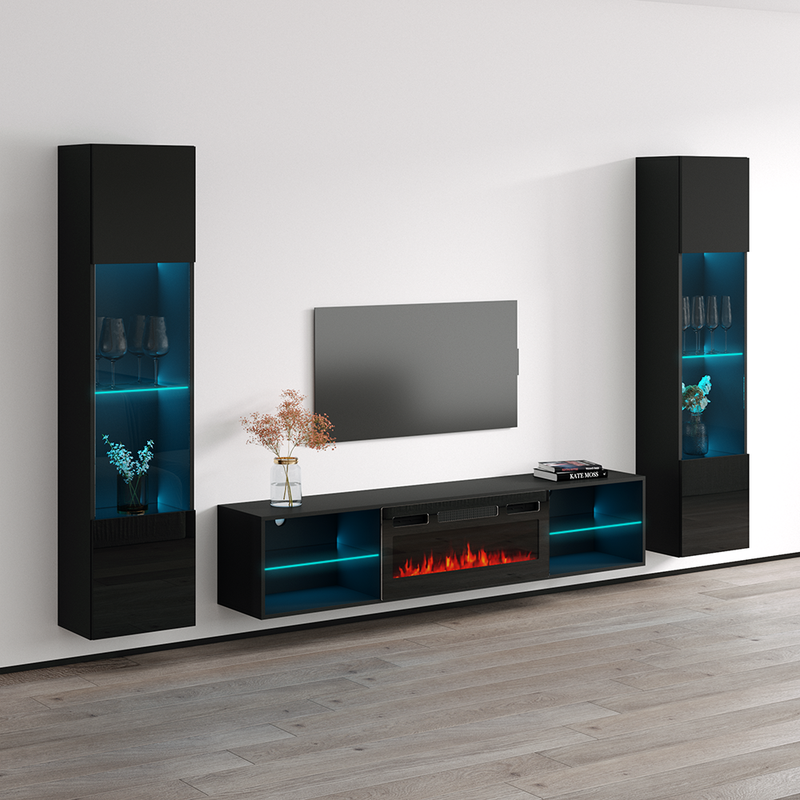 Lima BL-EF Floating Fireplace Entertainment Center - Meble Furniture