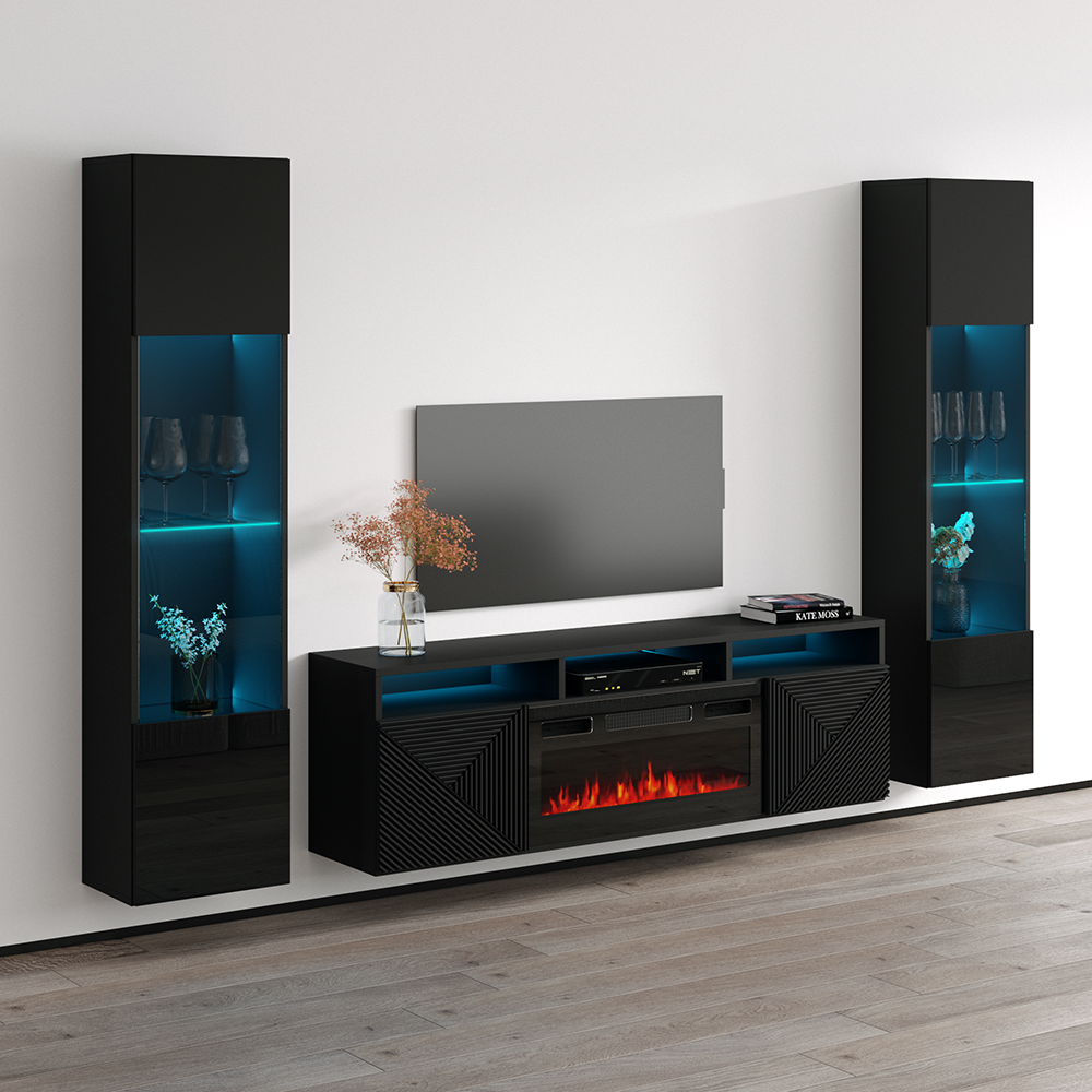Giza BL-EF Floating Fireplace Entertainment Center - Meble Furniture