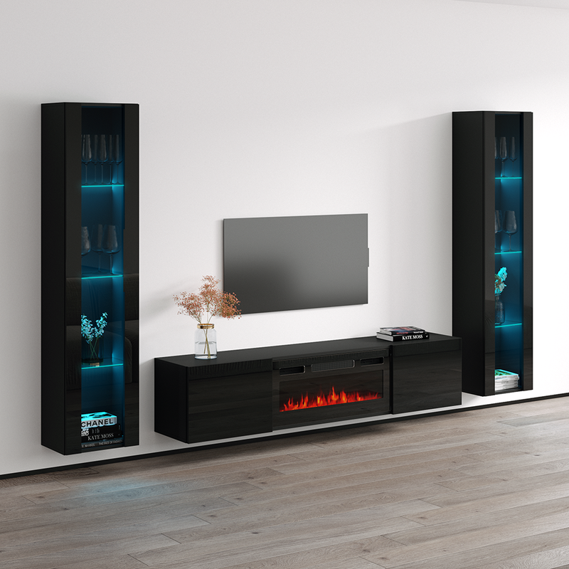 Cali BL-EF Floating Fireplace Entertainment Center - Meble Furniture