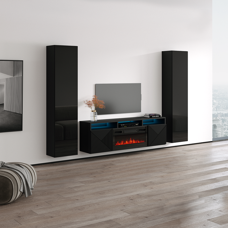 Giza BL-EF Floating Fireplace Entertainment Center - Meble Furniture