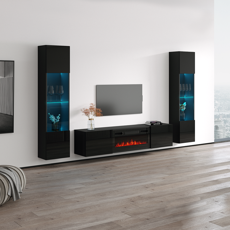 Cali BL-EF Floating Fireplace Entertainment Center - Meble Furniture