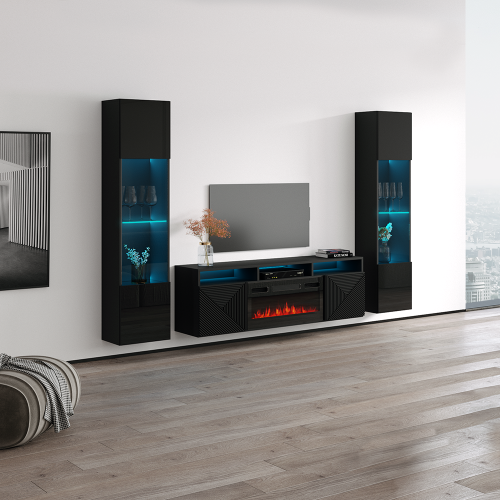 Giza BL-EF Floating Fireplace Entertainment Center - Meble Furniture