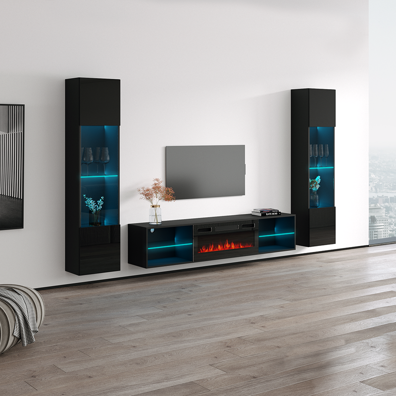 Lima BL-EF Floating Fireplace Entertainment Center - Meble Furniture