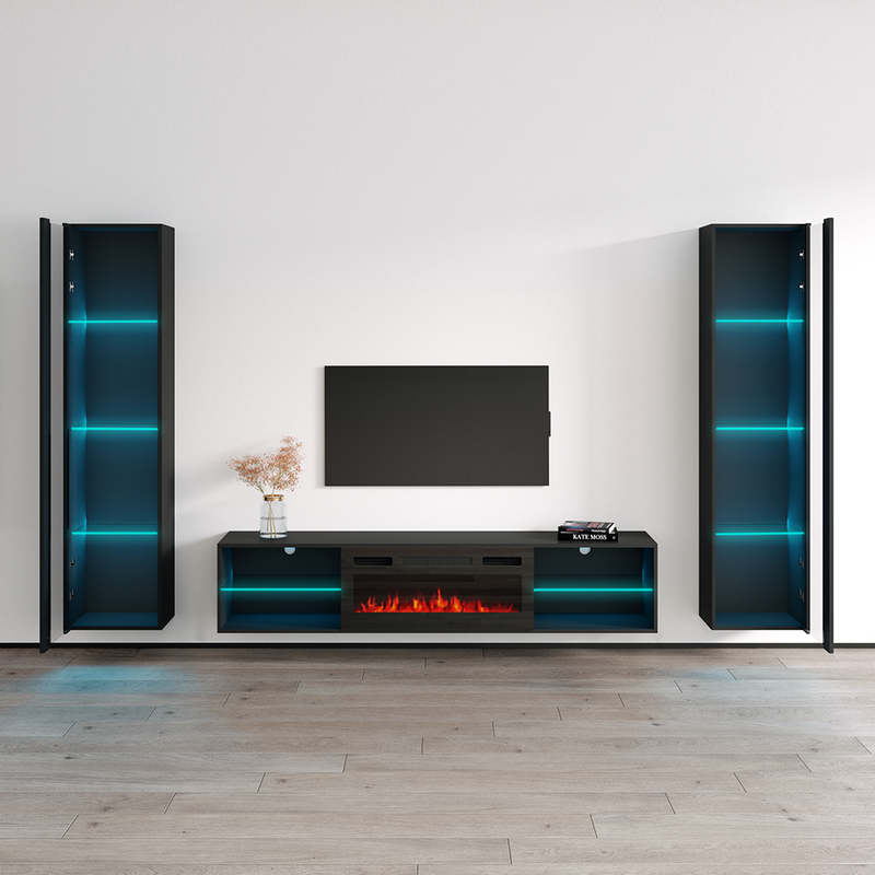 Lima BL-EF Floating Fireplace Entertainment Center - Meble Furniture
