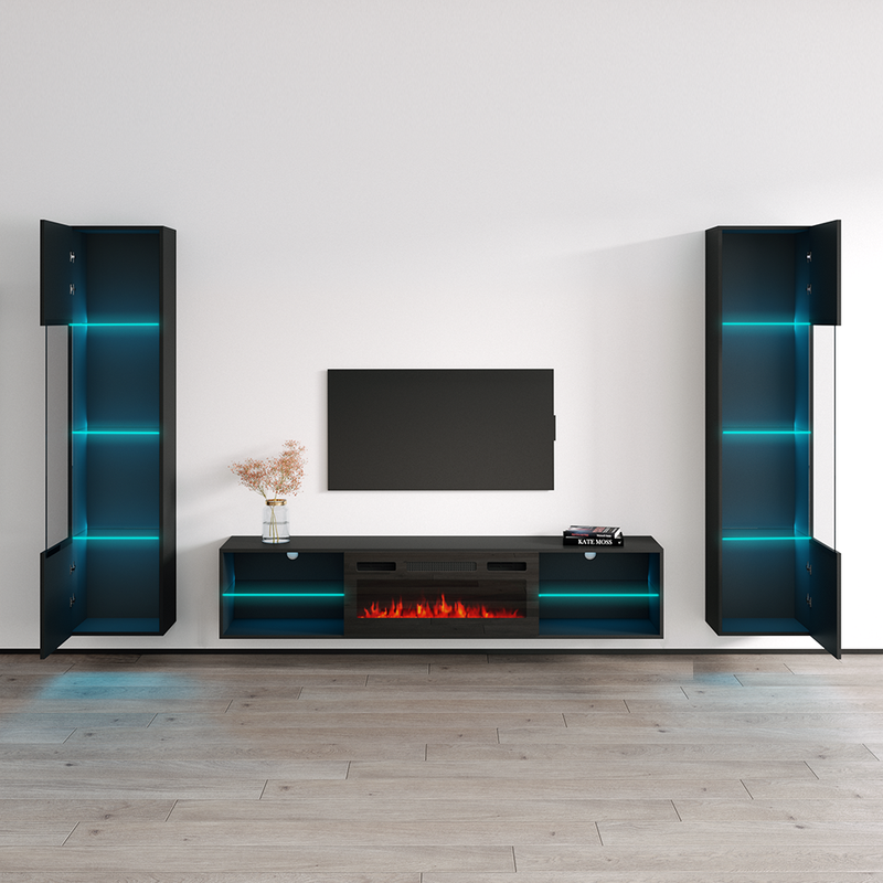 Lima BL-EF Floating Fireplace Entertainment Center - Meble Furniture