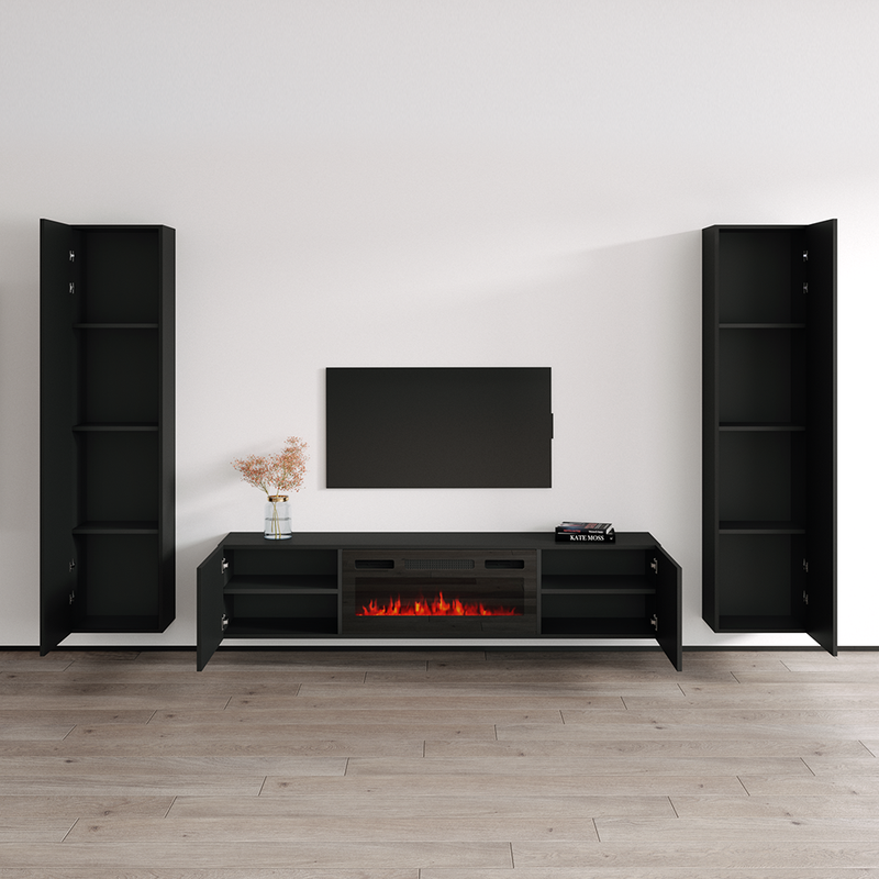 Cali BL-EF Floating Fireplace Entertainment Center - Meble Furniture