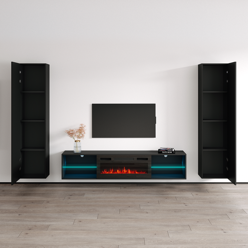 Lima BL-EF Floating Fireplace Entertainment Center - Meble Furniture