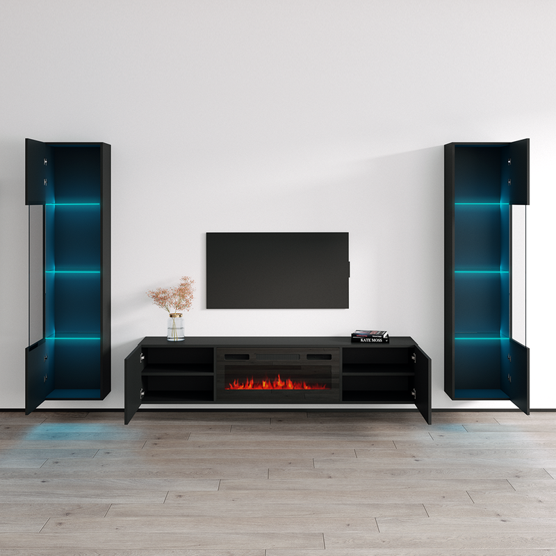 Cali BL-EF Floating Fireplace Entertainment Center - Meble Furniture