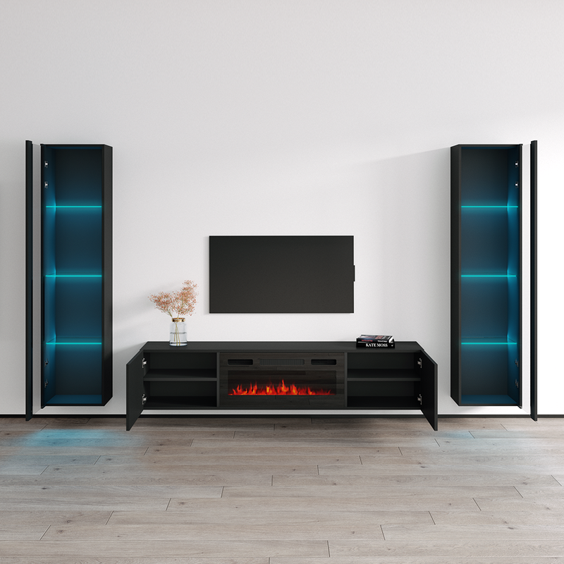 Cali BL-EF Floating Fireplace Entertainment Center - Meble Furniture