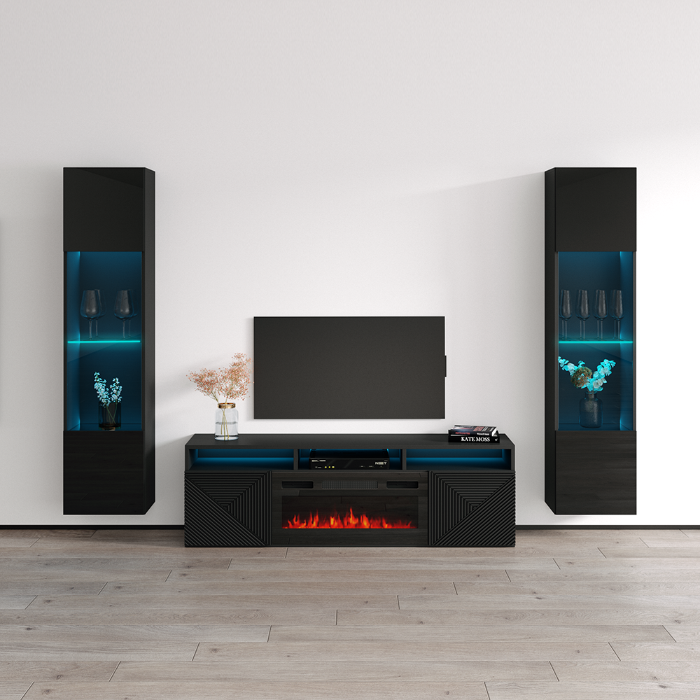 Giza BL-EF Floating Fireplace Entertainment Center - Meble Furniture