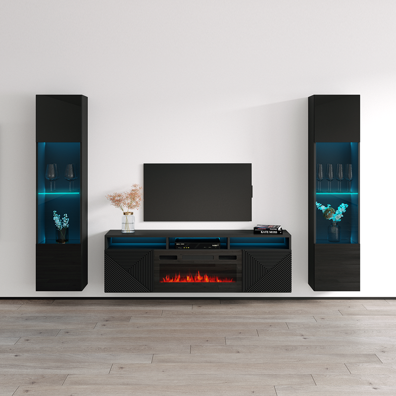 Giza BL-EF Floating Fireplace Entertainment Center - Meble Furniture