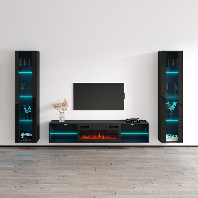 Lima BL-EF Floating Fireplace Entertainment Center - Meble Furniture