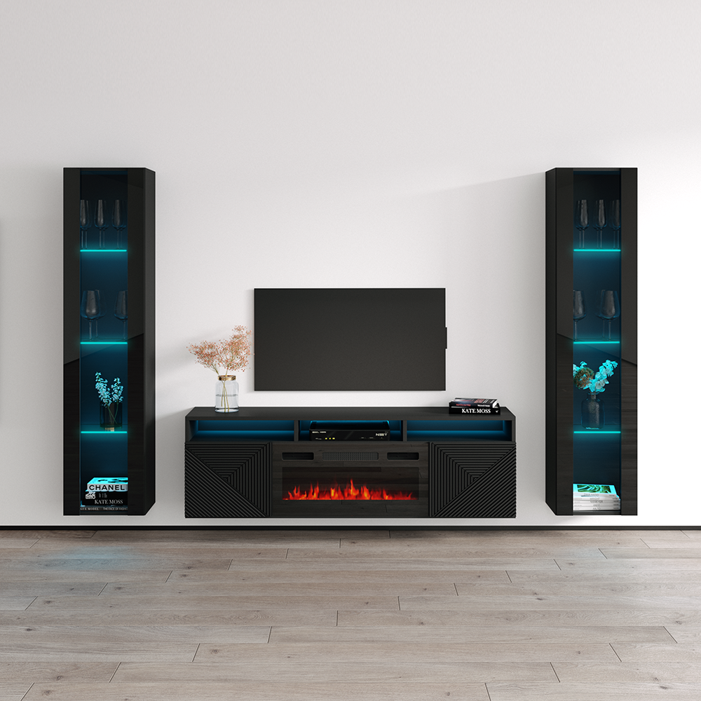 Giza BL-EF Floating Fireplace Entertainment Center - Meble Furniture