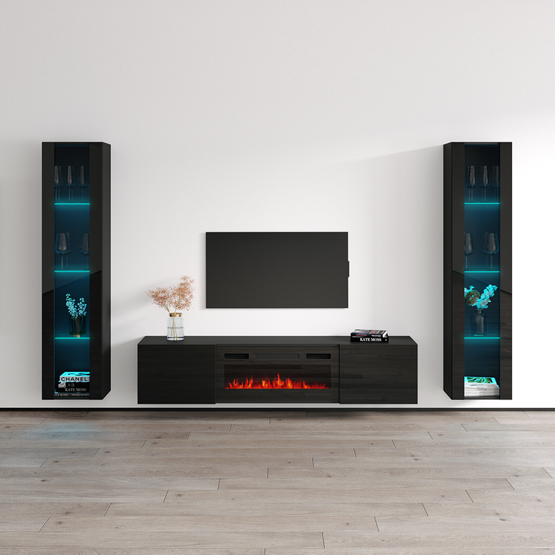 Cali BL-EF Floating Fireplace Entertainment Center - Meble Furniture