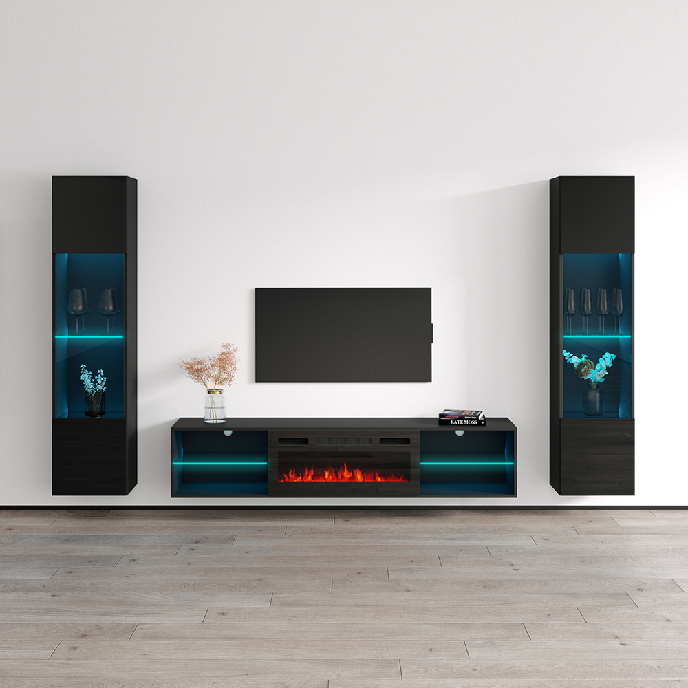 Lima BL-EF Floating Fireplace Entertainment Center - Meble Furniture