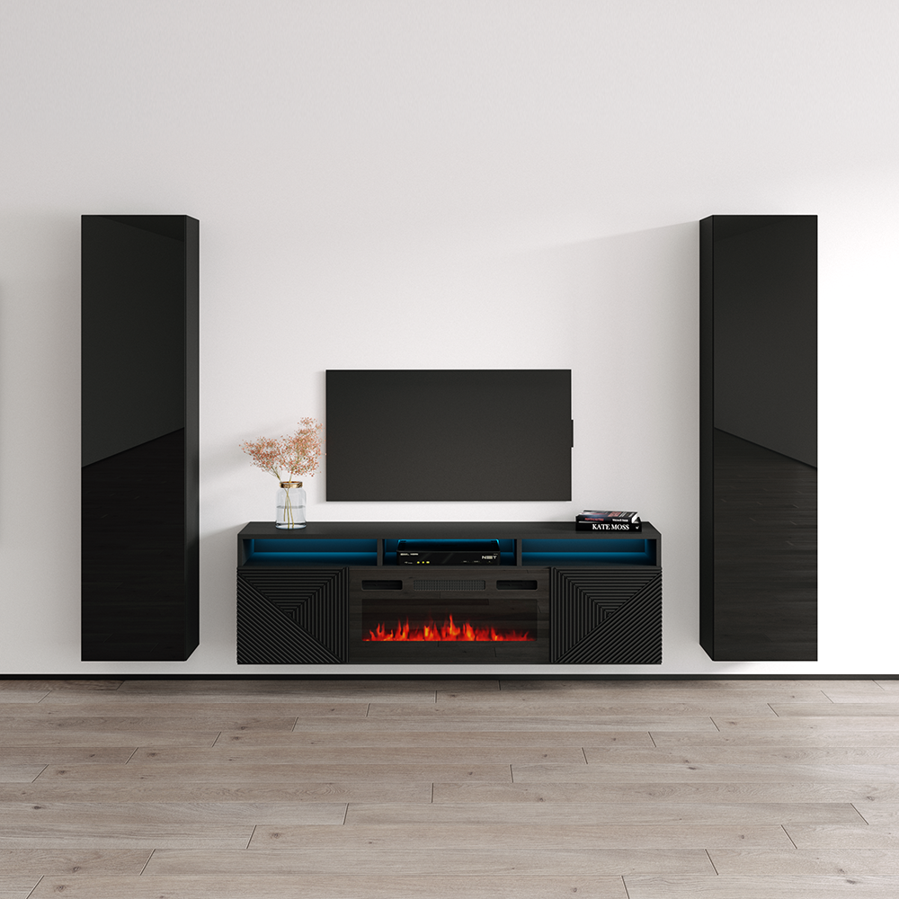 Giza BL-EF Floating Fireplace Entertainment Center - Meble Furniture