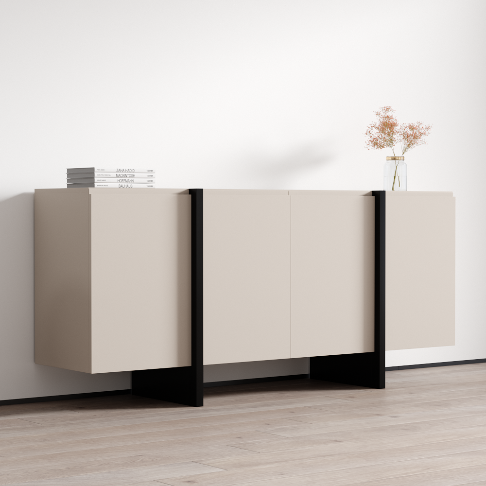 Meble Furniture Kinzie 180 Sideboard, White/Concrete
