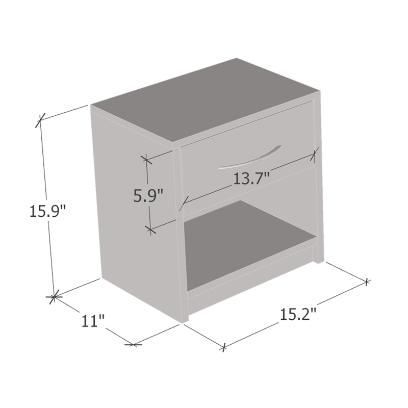 Polo 1D Nightstand dimensions diagram