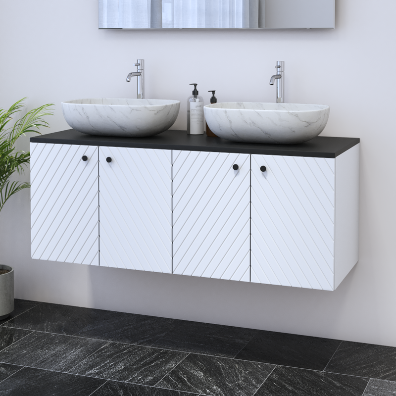 Avela 4D 120 Double Sink Floating Bathroom Vanity - Meble Furniture
