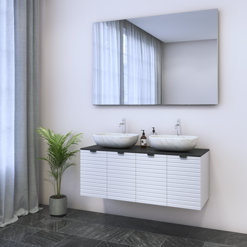 Capri 4D 120 Double Sink Floating Bathroom Vanity - Meble Furniture