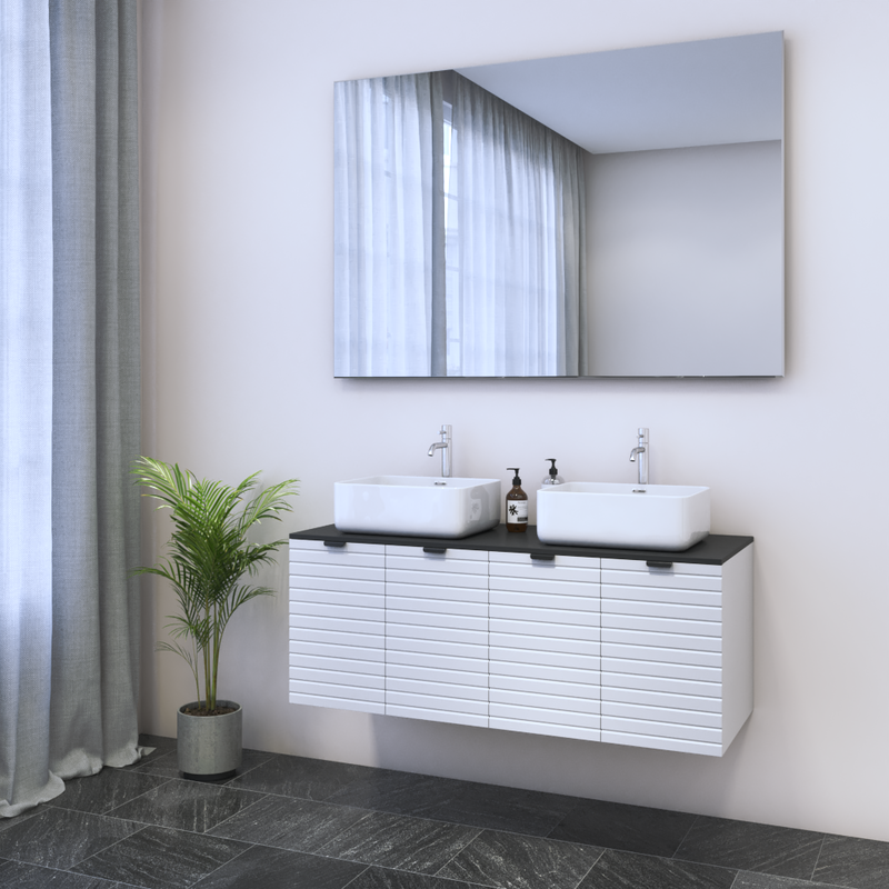 Capri 4D 120 Double Sink Floating Bathroom Vanity - Meble Furniture