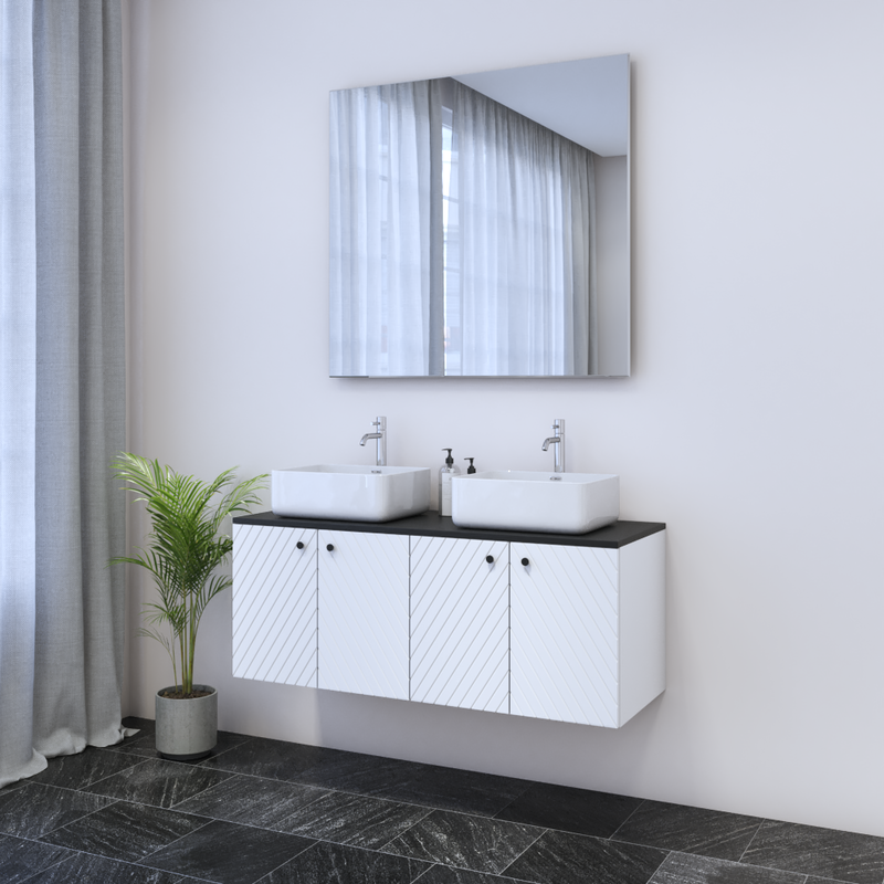 Avela 4D 120 Double Sink Floating Bathroom Vanity - Meble Furniture