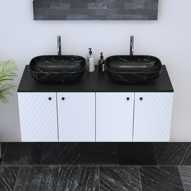 Avela 4D 120 Double Sink Floating Bathroom Vanity - Meble Furniture