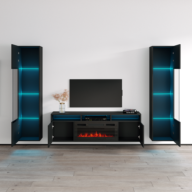 Giza BL-EF Floating Fireplace Entertainment Center - Meble Furniture