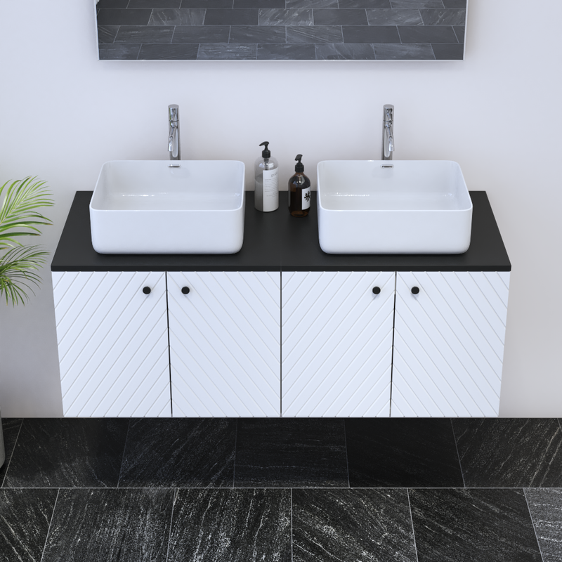 Avela 4D 120 Double Sink Floating Bathroom Vanity - Meble Furniture
