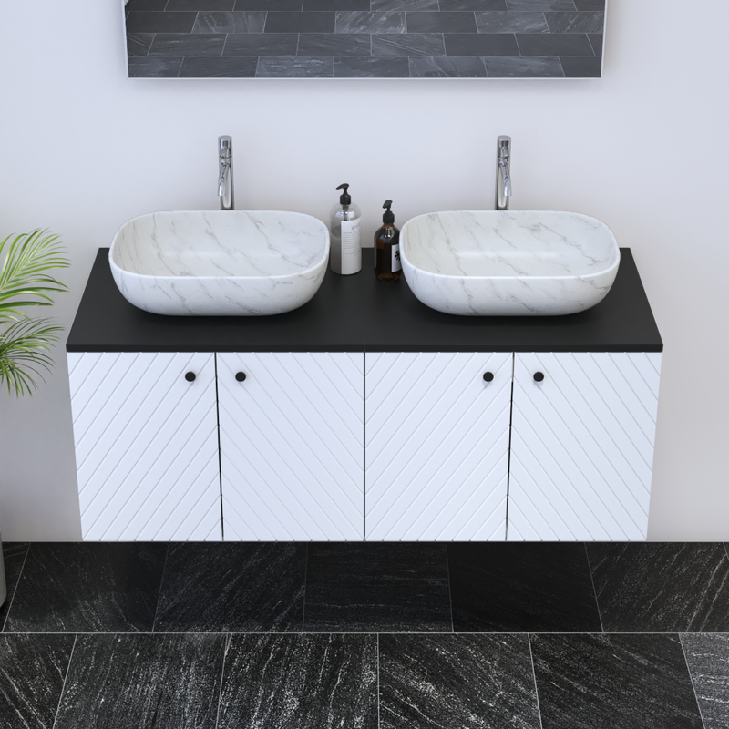 Avela 4D 120 Double Sink Floating Bathroom Vanity - Meble Furniture