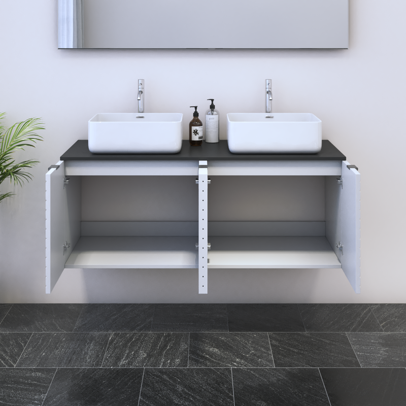 Capri 4D 120 Double Sink Floating Bathroom Vanity - Meble Furniture