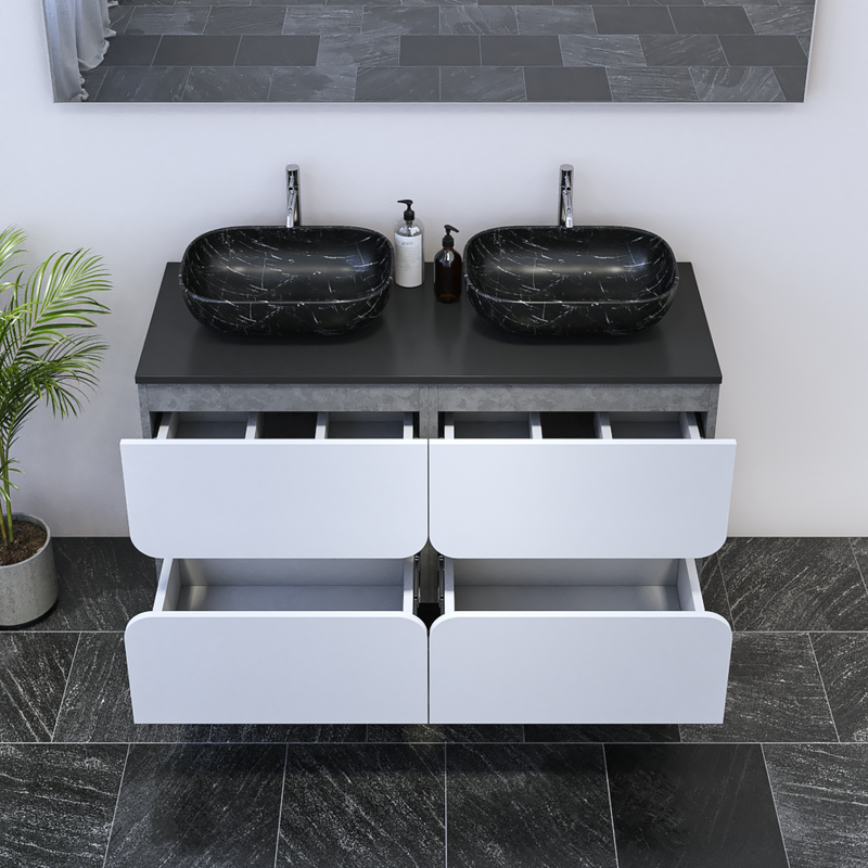 Azurro 4S 120 Double Sink Floating Bathroom Vanity - Meble Furniture