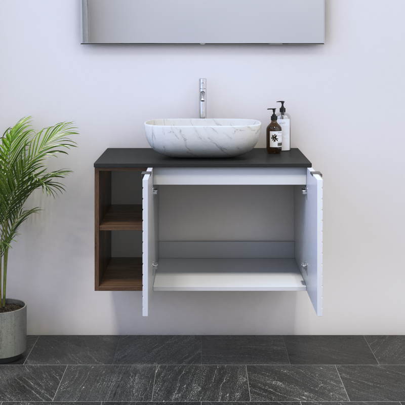 Capri 2D 60 Floating Bathroom Vanity with Shelf - Meble Furniture