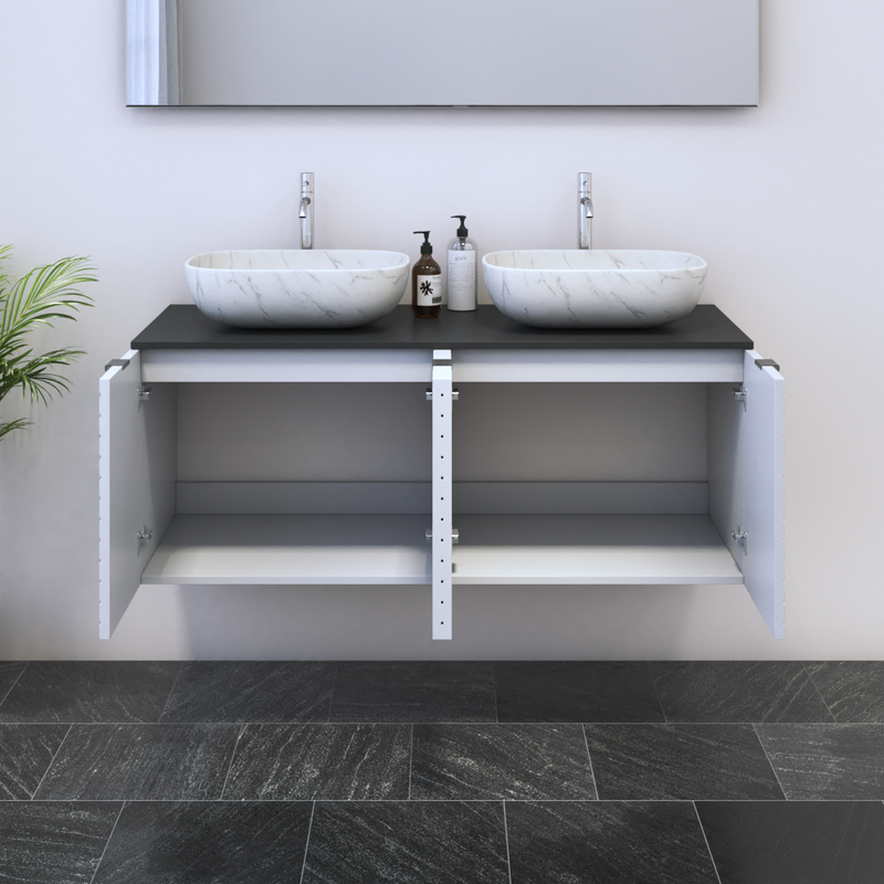 Capri 4D 120 Double Sink Floating Bathroom Vanity - Meble Furniture