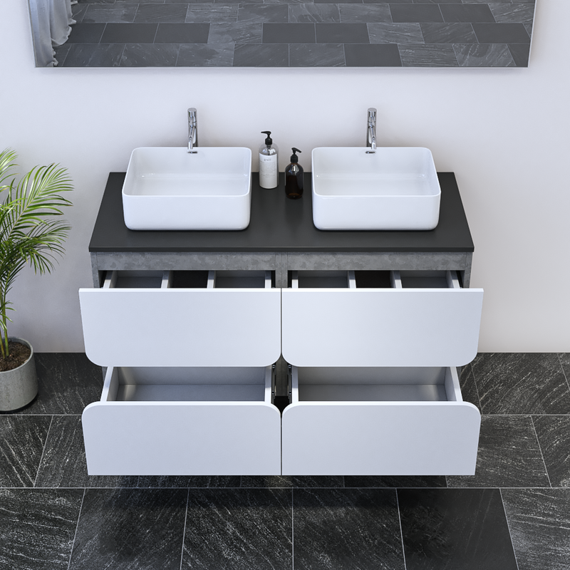 Azurro 4S 120 Double Sink Floating Bathroom Vanity - Meble Furniture